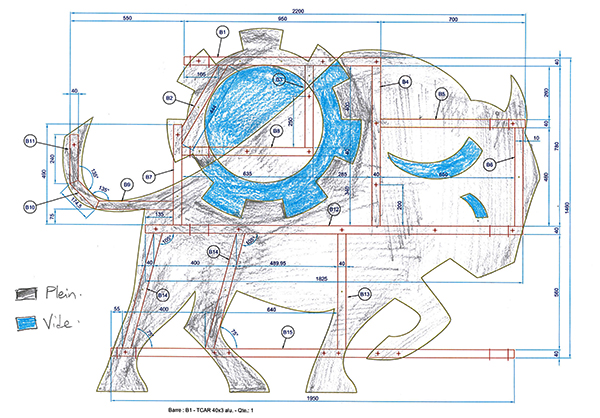 Grande enseigne lumineuse - Croquis du logo bison