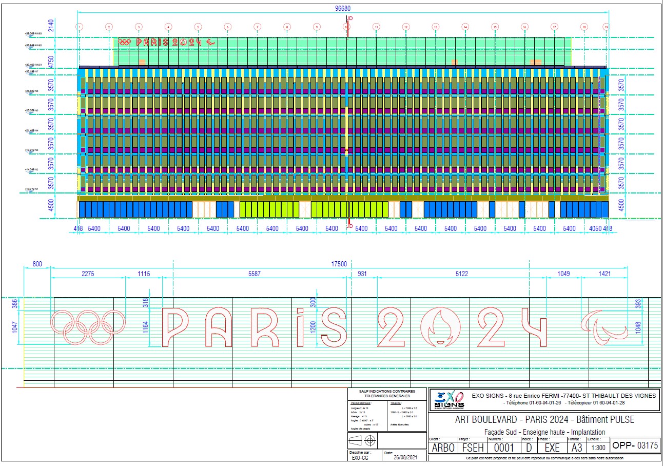 Plans Facade Sud enseigne haute